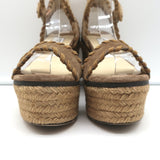 Jimmy Choo Platform Espadrille Wedges Abigail Brown Whipstitched Suede Size 36.5