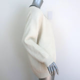 Kujten Cashmere Striped V-Neck Sweater Ivory Ribbed Knit Size 1