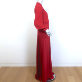 Valentino Pleated Georgette Gown Red Silk Size 40 Button-Down Maxi Dress