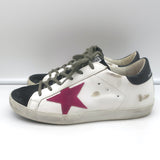 Golden Goose Superstar Sneakers White & Black with Pink Star Size 36