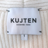 Kujten Cashmere Striped V-Neck Sweater Ivory Ribbed Knit Size 1