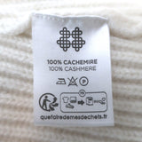 Kujten Cashmere Striped V-Neck Sweater Ivory Ribbed Knit Size 1