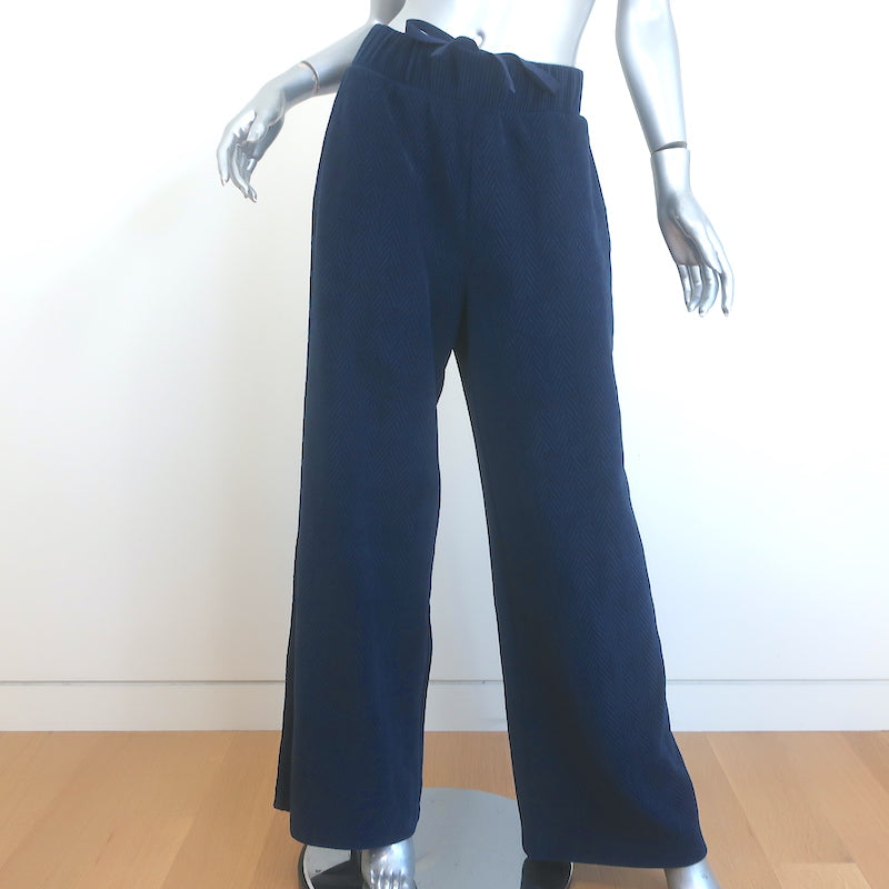 Alo Cozy Day Henley Pullover &amp; Wide Leg Sweatpants Set Navy Velvet Size Medium