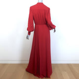 Valentino Pleated Georgette Gown Red Silk Size 40 Button-Down Maxi Dress