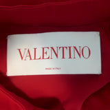 Valentino Pleated Georgette Gown Red Silk Size 40 Button-Down Maxi Dress