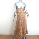 Zimmerman Burnout Strapless Pleated Midi Dress Gold Twill Size 2
