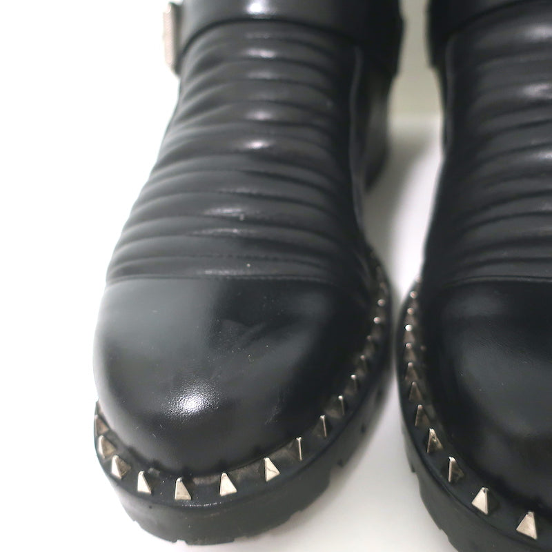 Christian Louboutin Meteorita Studded Knee High Boots Black Leather Size 39.5