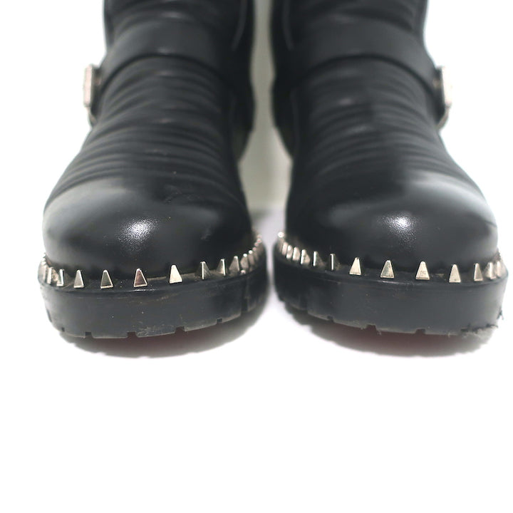 Christian Louboutin Meteorita Studded Knee High Boots Black Leather Size 39.5