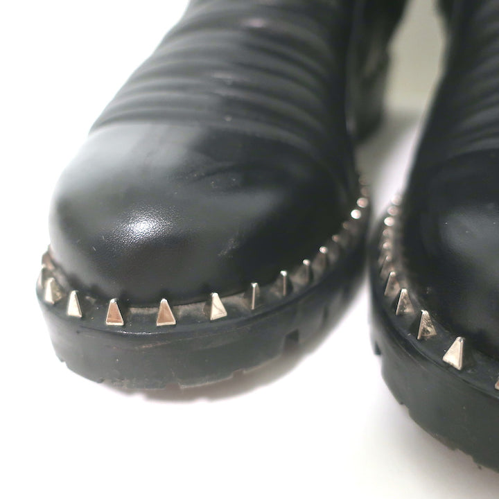 Christian Louboutin Meteorita Studded Knee High Boots Black Leather Size 39.5