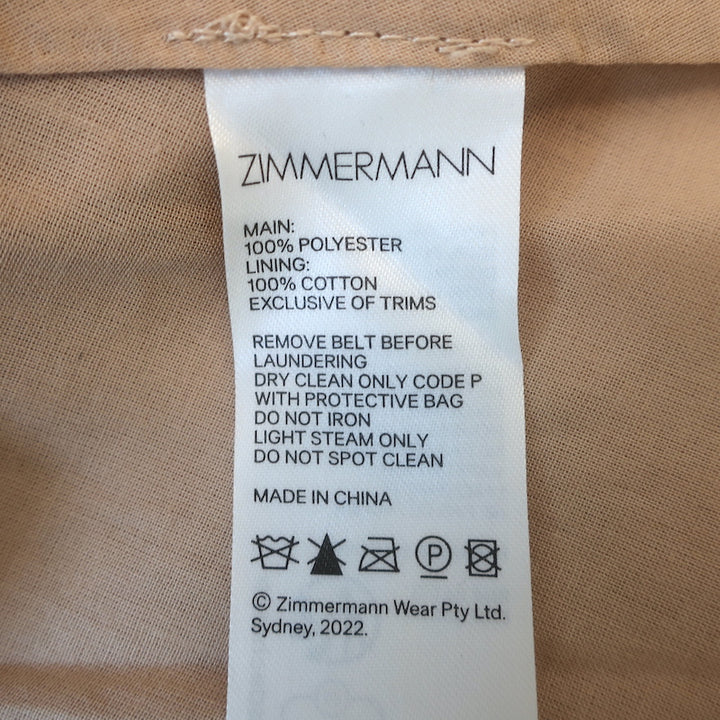 Zimmerman Burnout Strapless Pleated Midi Dress Gold Twill Size 2