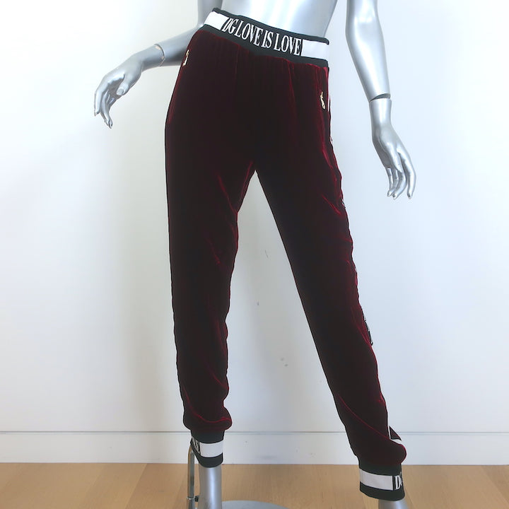 Dolce &amp; Gabbana Amore Velvet Tracksuit Bordeaux Size 42 Sweatshirt &amp; Pants Set