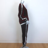 Dolce & Gabbana Amore Velvet Tracksuit Bordeaux Size 42 Sweatshirt & Pants Set