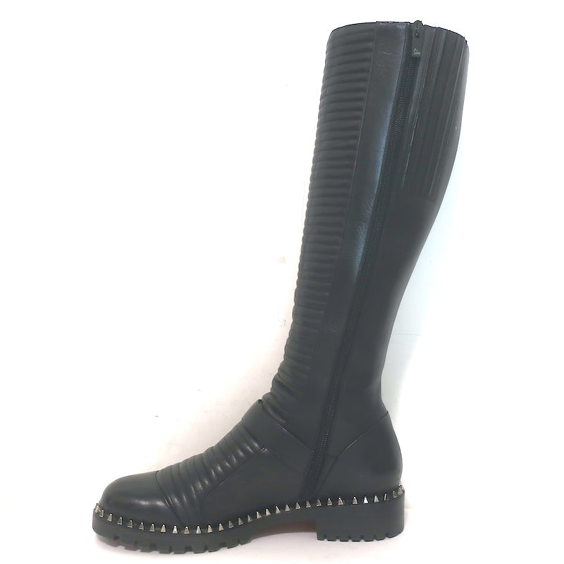Christian Louboutin Meteorita Studded Knee High Boots Black Leather Size 39.5