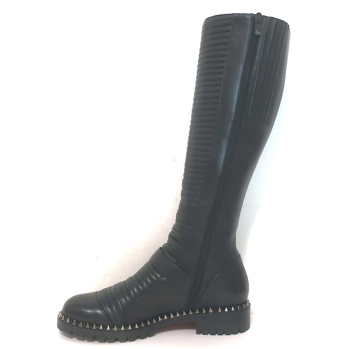Christian Louboutin Meteorita Studded Knee High Boots Black Leather Size 39.5