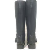 Christian Louboutin Meteorita Studded Knee High Boots Black Leather Size 39.5