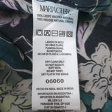 Maria Cher Ruched Long Sleeve Midi Dress Green Floral Print Crepe Size Medium