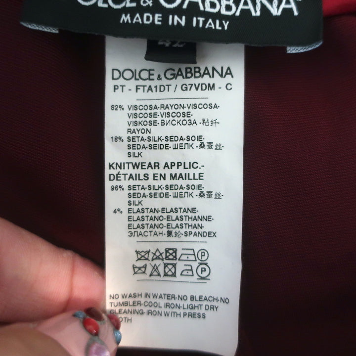 Dolce &amp; Gabbana Amore Velvet Tracksuit Bordeaux Size 42 Sweatshirt &amp; Pants Set