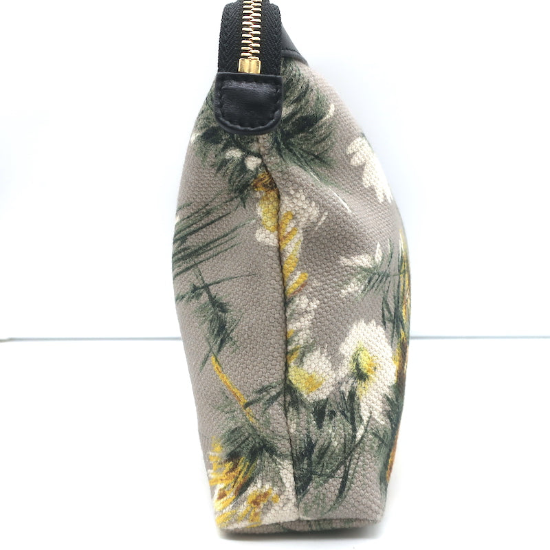 Dolce &amp; Gabbana Floral Print Canvas Small Wristlet Clutch Gray