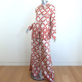 La DoubleJ Boy Shirt & Palazzo Pants Set Diamond Print Silk Twill Size Large