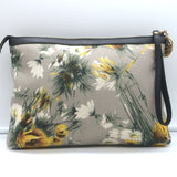 Dolce & Gabbana Floral Print Canvas Small Wristlet Clutch Gray