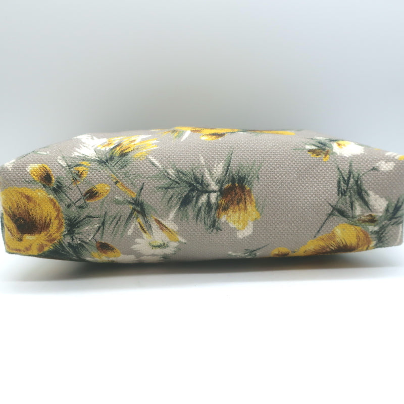 Dolce &amp; Gabbana Floral Print Canvas Small Wristlet Clutch Gray