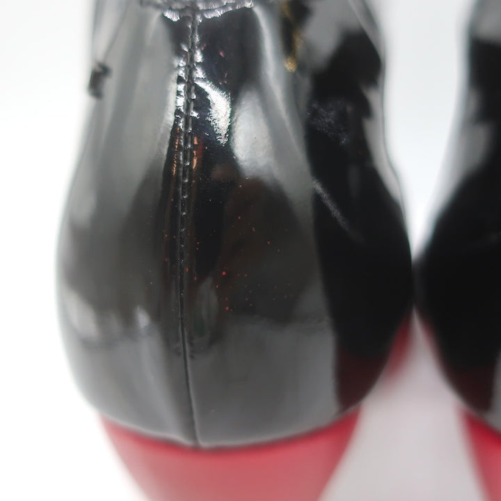 Chanel 10C Ankle Strap Bicolor Platform Wedge Sandals Black Patent/Red Size 39.5