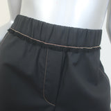 Brunello Cucinelli Monili-Trim Tapered Contrast Seam Pants Black Wool Size 42