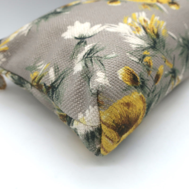 Dolce &amp; Gabbana Floral Print Canvas Small Wristlet Clutch Gray