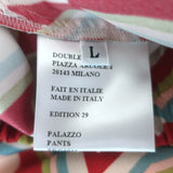 La DoubleJ Boy Shirt & Palazzo Pants Set Diamond Print Silk Twill Size Large