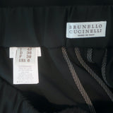 Brunello Cucinelli Monili-Trim Tapered Contrast Seam Pants Black Wool Size 42
