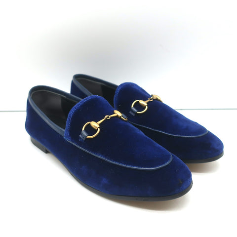 Gucci Jordaan Velvet Horsebit Loafers Dark Blue Size 36  display picture 1