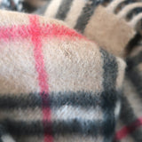Vintage Burberry London Cashmere Nova Check Fringe Scarf Tan