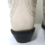 GANNI Embroidered Western Boots Cream Leather Size 39