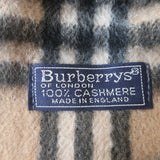 Vintage Burberry London Cashmere Nova Check Fringe Scarf Tan