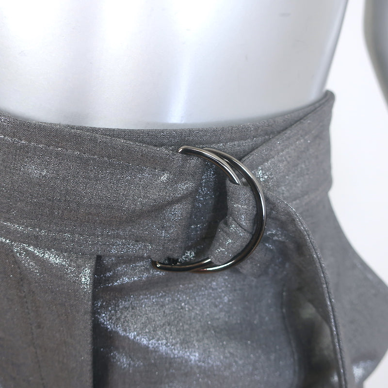 Brunello Cucinelli Metallic Cargo Pants Silver Stretch Wool Size 42
