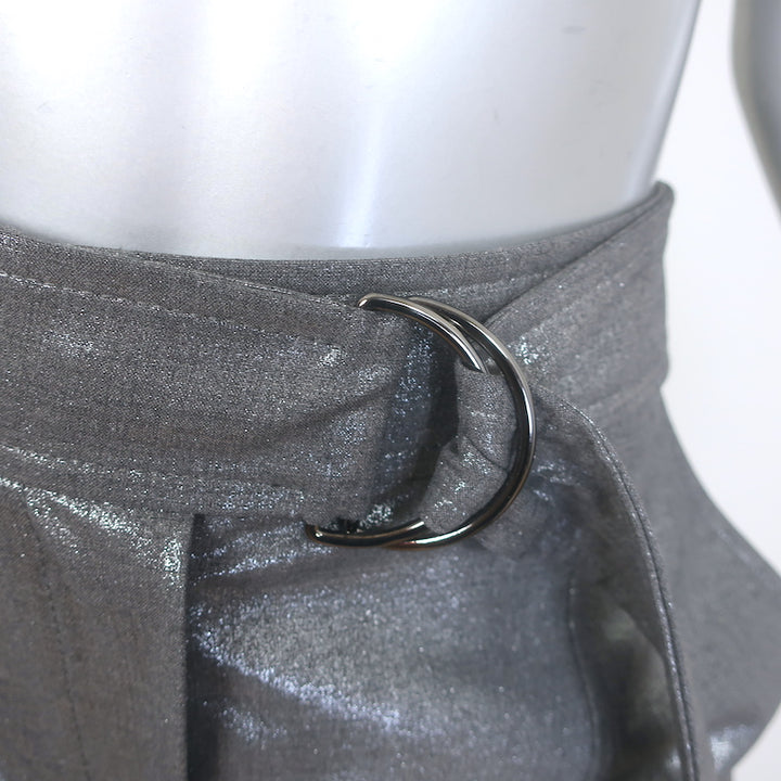 Brunello Cucinelli Metallic Cargo Pants Silver Stretch Wool Size 42