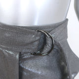 Brunello Cucinelli Metallic Cargo Pants Silver Stretch Wool Size 42