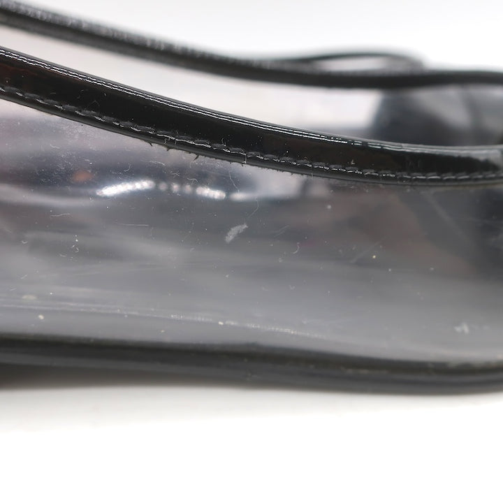 Chanel 10B CC Cap Toe PVC &amp; Patent Leather Ballet Flats Clear/Black Size 39