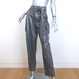 Brunello Cucinelli Metallic Cargo Pants Silver Stretch Wool Size 42
