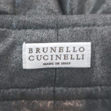 Brunello Cucinelli Metallic Cargo Pants Silver Stretch Wool Size 42