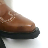 GANNI Embroidered Western Boots Brown Leather Size 39