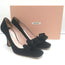 Miu Miu Bow Pumps Black Suede Size 38 Square Toe Heels