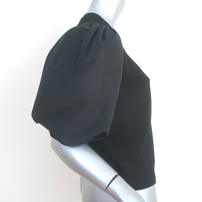 Valentino Taffeta-Sleeve Top Black Knit Size Medium