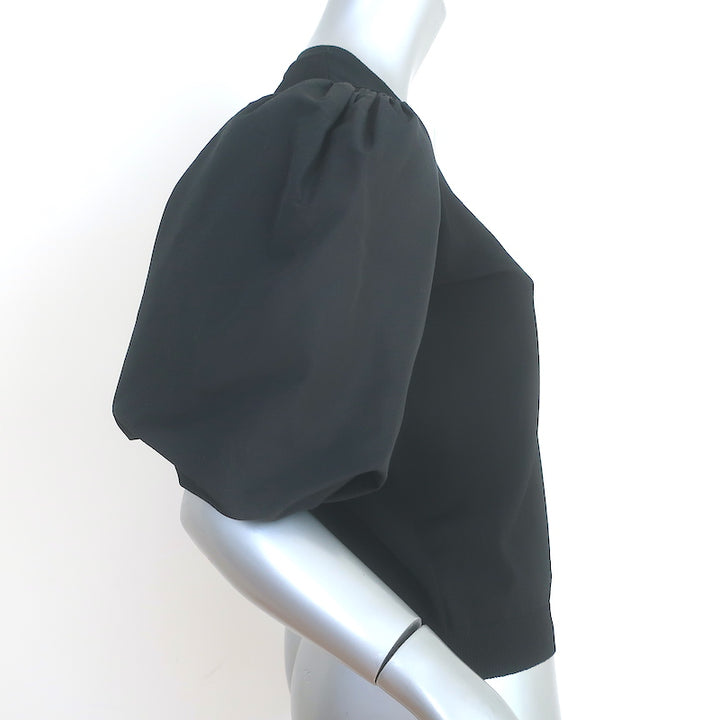 Valentino Taffeta-Sleeve Top Black Knit Size Medium