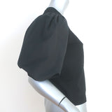 Valentino Taffeta-Sleeve Top Black Knit Size Medium