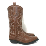 GANNI Embroidered Western Boots Brown Leather Size 39