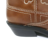 GANNI Embroidered Western Boots Brown Leather Size 39