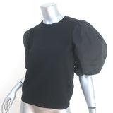 Valentino Taffeta-Sleeve Top Black Knit Size Medium