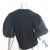 Valentino Taffeta-Sleeve Top Black Knit Size Medium