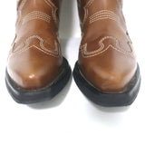 GANNI Embroidered Western Boots Brown Leather Size 39